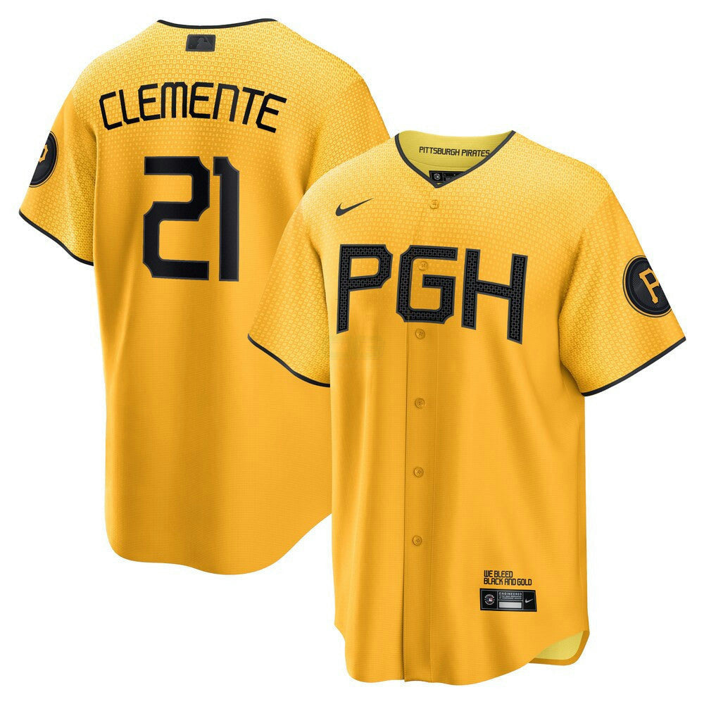 Camisa MLB Roberto Clemente Pittsburgh Gold City Connect Jersey