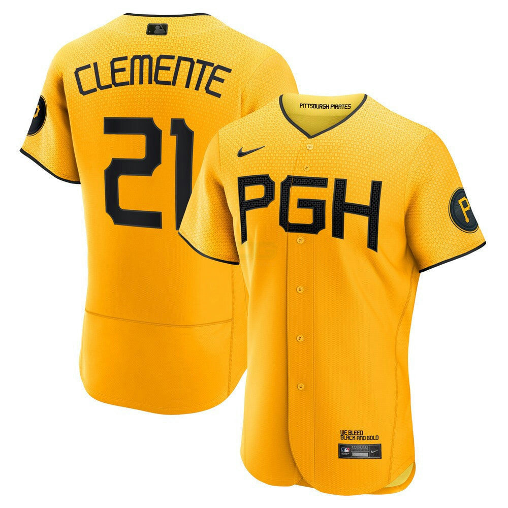 Camisa MLB Roberto Clemente Pittsburgh Gold City Connect Jersey