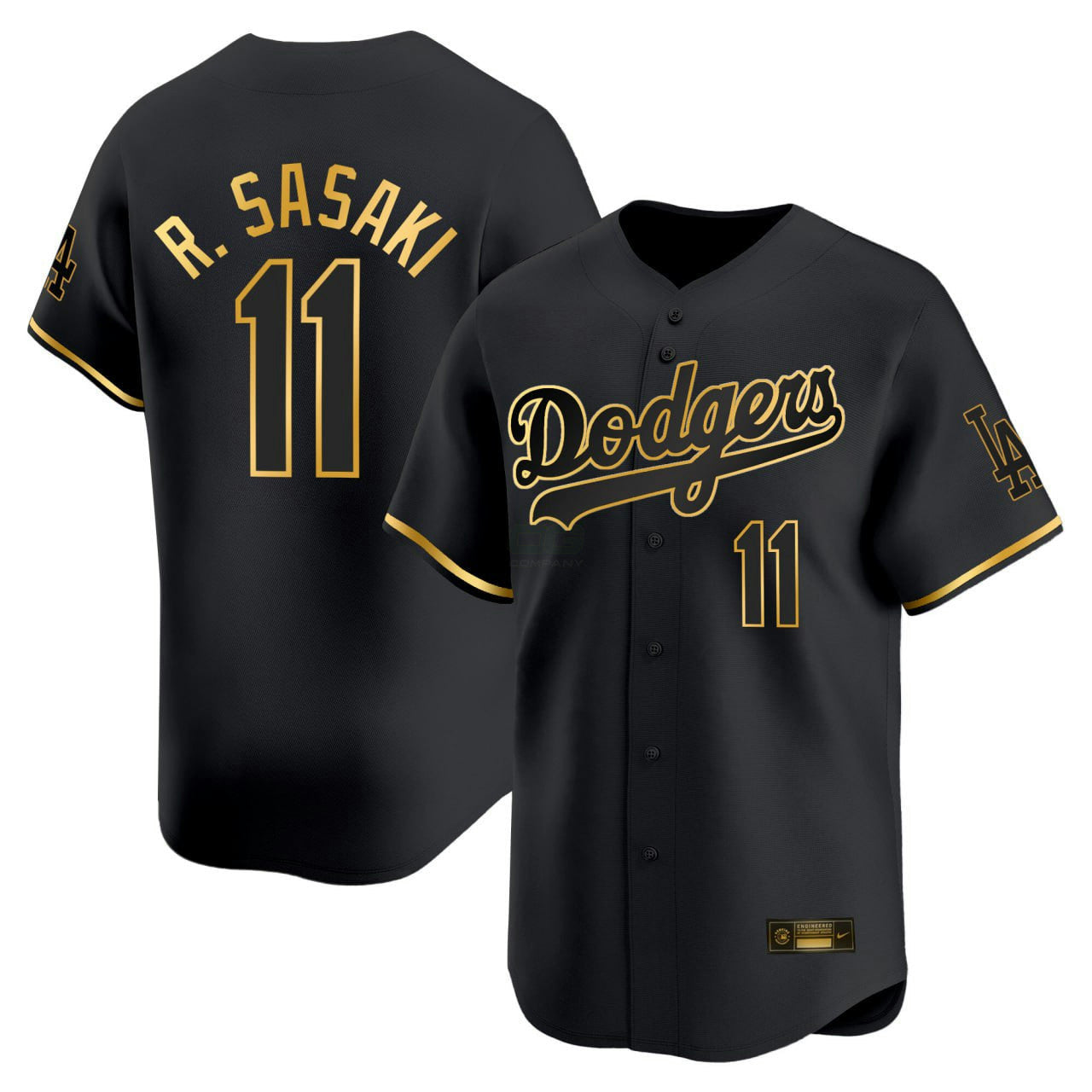 Camisa MLB Roki Sasaki Los Angeles Preta Dourada Jersey - Preta Dourada