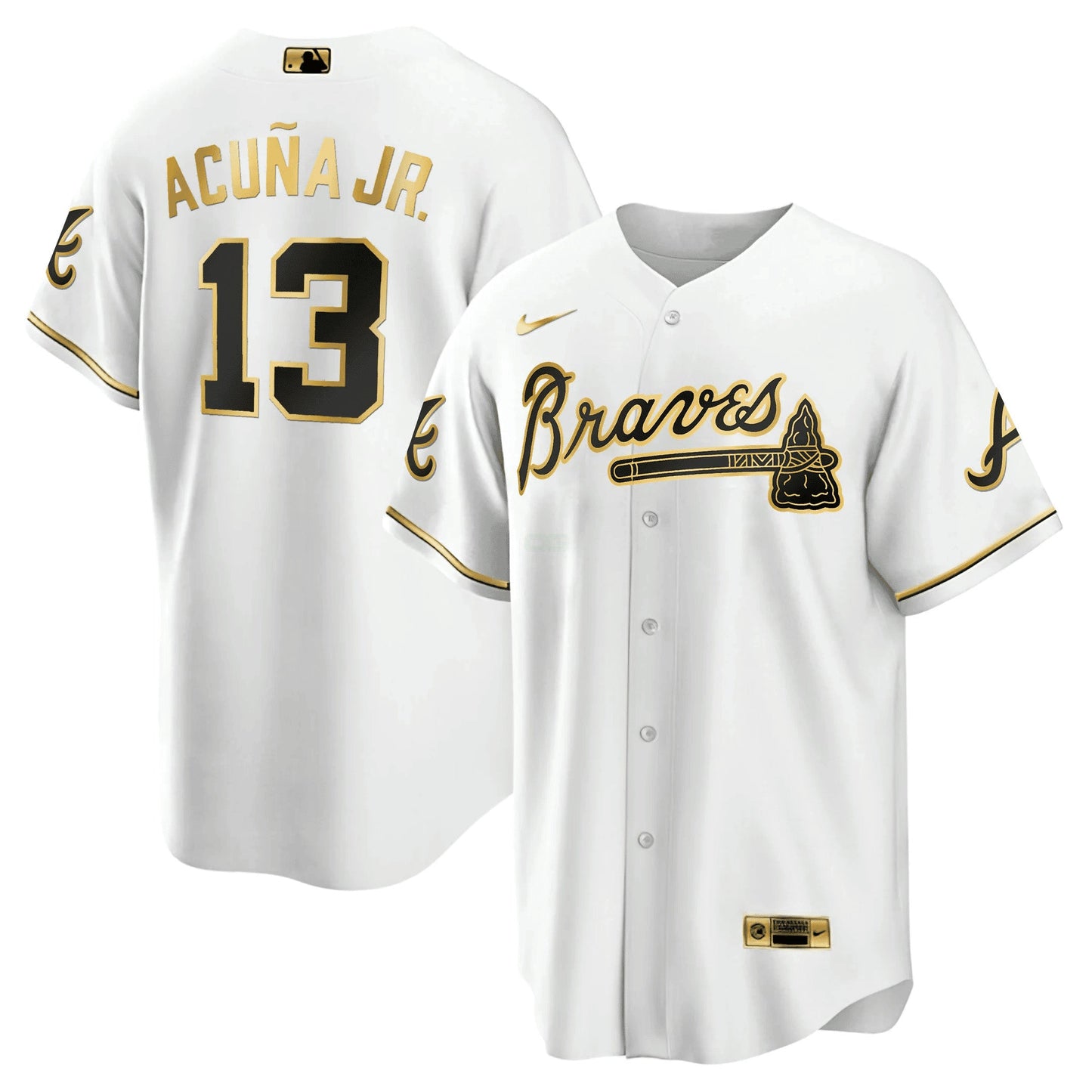 Camisa MLB Ronald Acuña Jr. Atlanta Preta Dourada Jersey