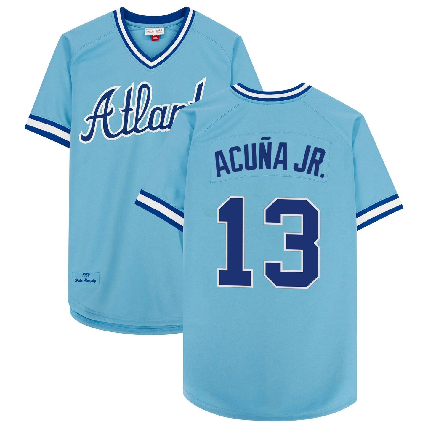 Camisa MLB Ronald Acuna Jr. Atlanta 1982 Throwback Light Blue Jersey - Light Azul