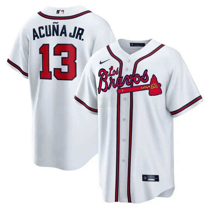 Camisa MLB Ronald Acuna Jr. Atlanta Los Bravos White Jersey