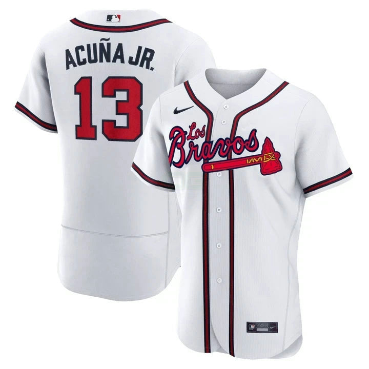 Camisa MLB Ronald Acuna Jr. Atlanta Los Bravos White Jersey