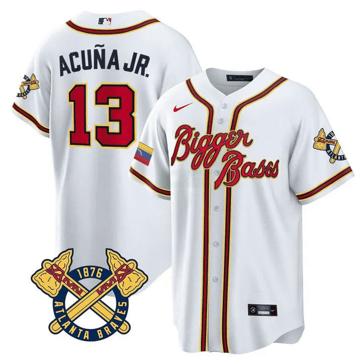 Camisa MLB Ronald Acuna Jr. Atlanta Venezuela White Jersey