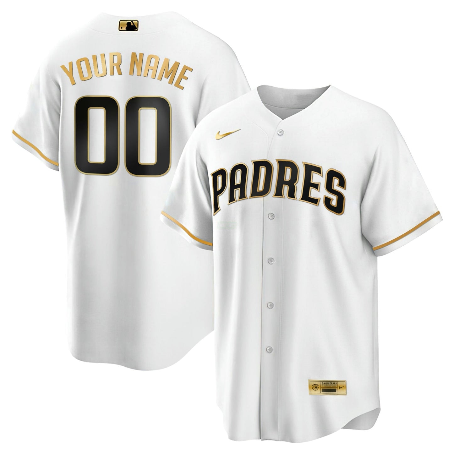 Camisa MLB San Diego Preta Dourada & Branca Dourada Jersey
