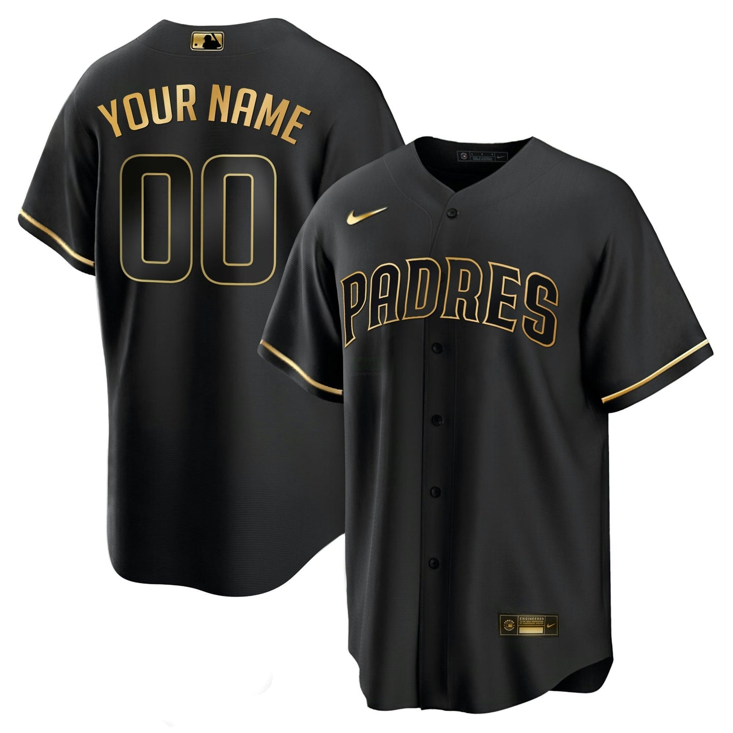 Camisa MLB San Diego Preta Dourada & Branca Dourada Jersey