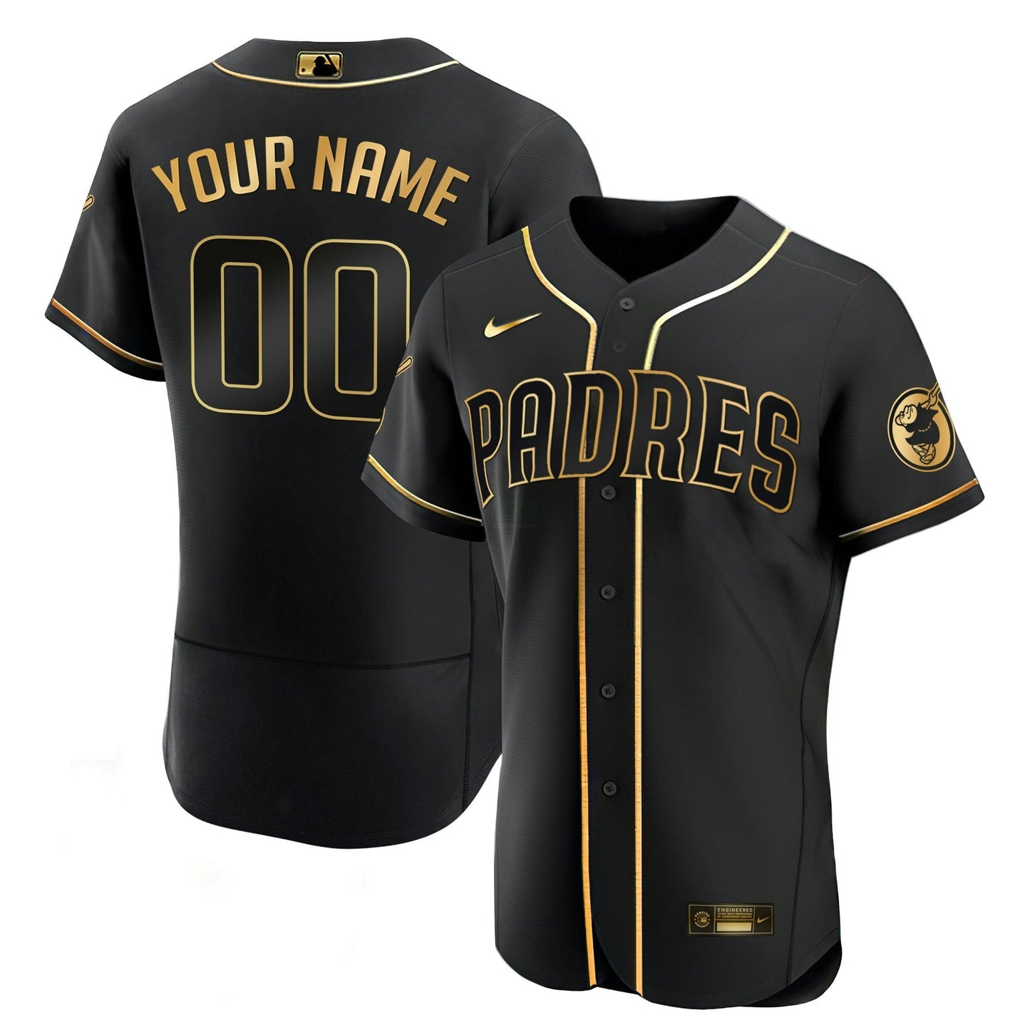 Camisa MLB San Diego Preta Dourada & Branca Dourada Jersey