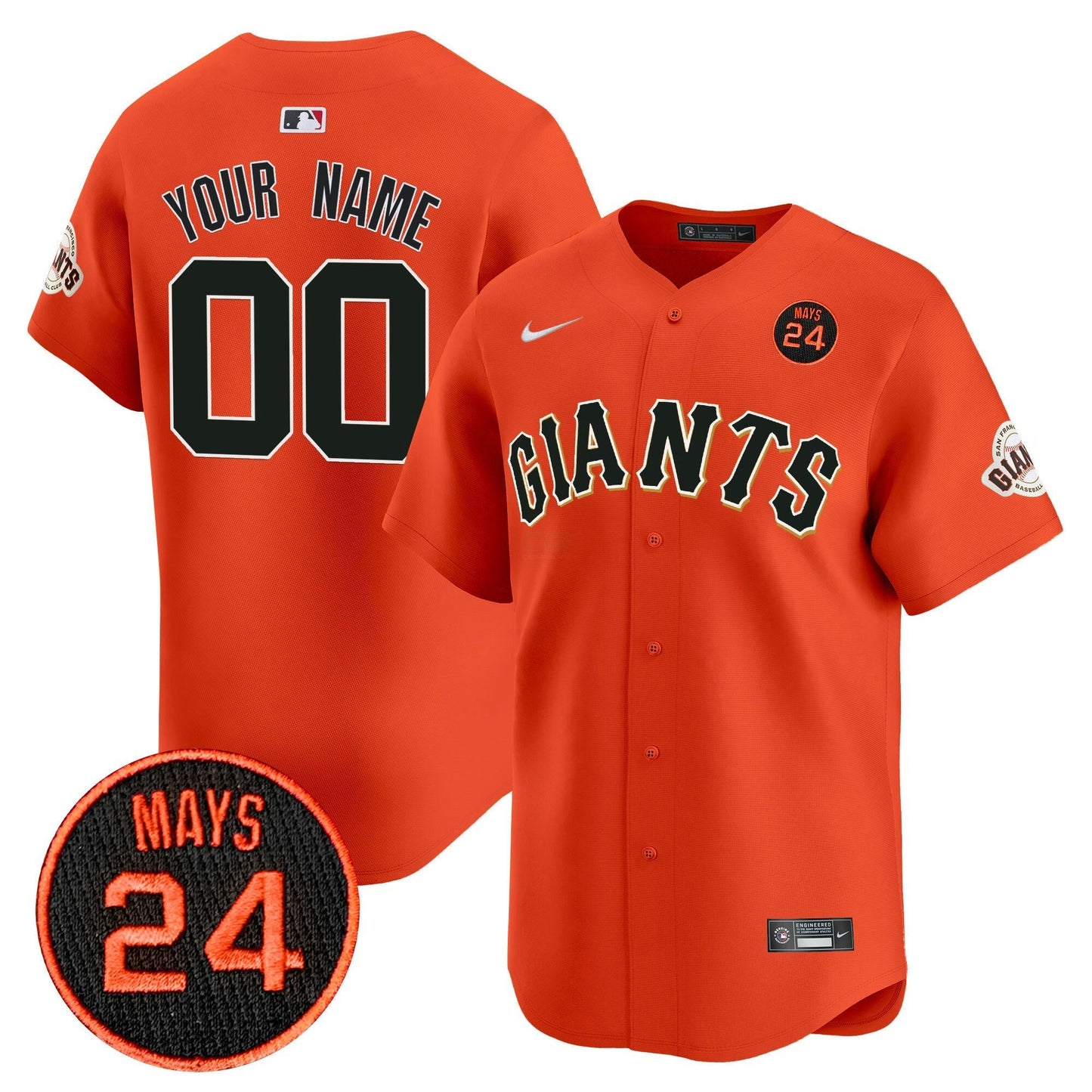 Camisa MLB San Francisco 2024 Willie Mays Patch Vapor Premier Limited Jersey V3