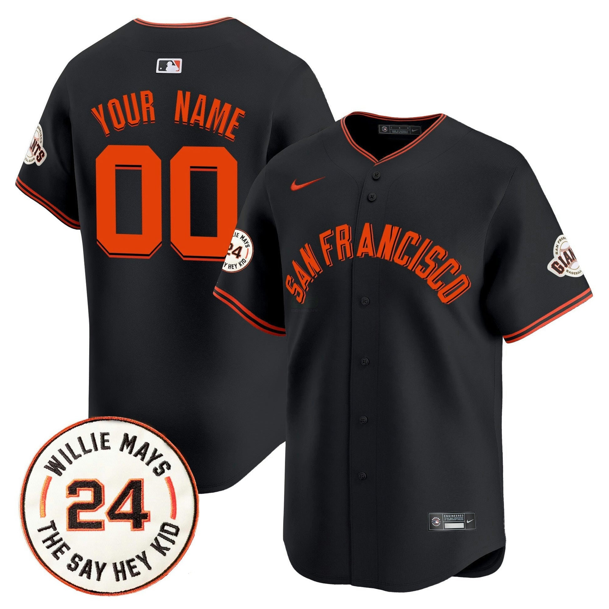 Camisa MLB San Francisco 2024 Willie Mays Patch Vapor Premier Limited Jersey V5