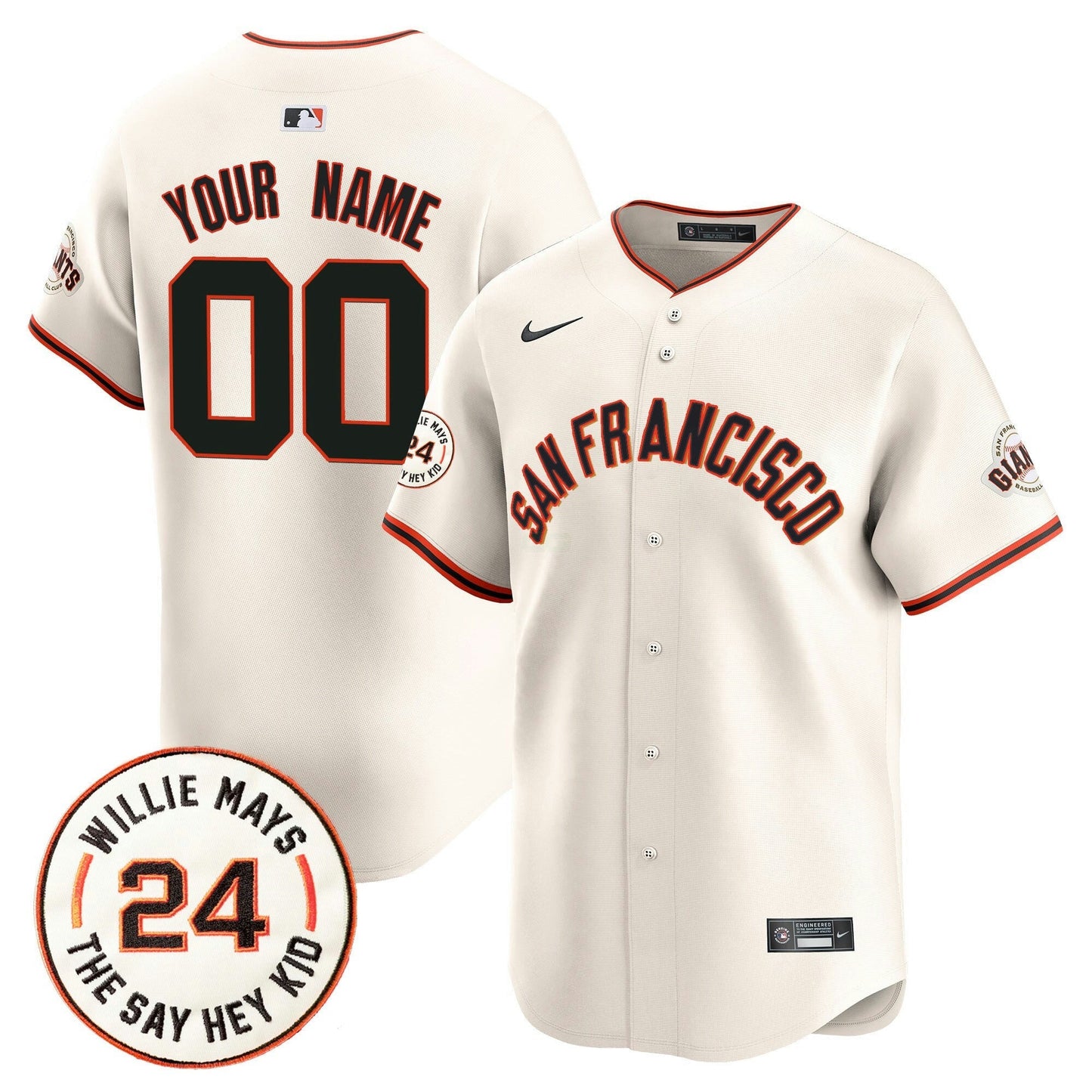 Camisa MLB San Francisco 2024 Willie Mays Patch Vapor Premier Limited Jersey V5