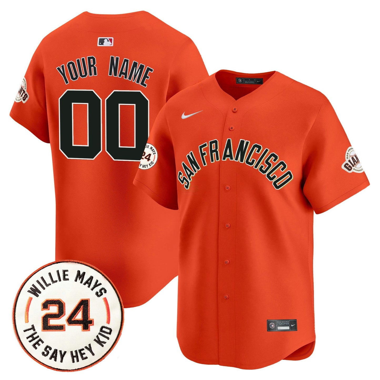 Camisa MLB San Francisco 2024 Willie Mays Patch Vapor Premier Limited Jersey V5