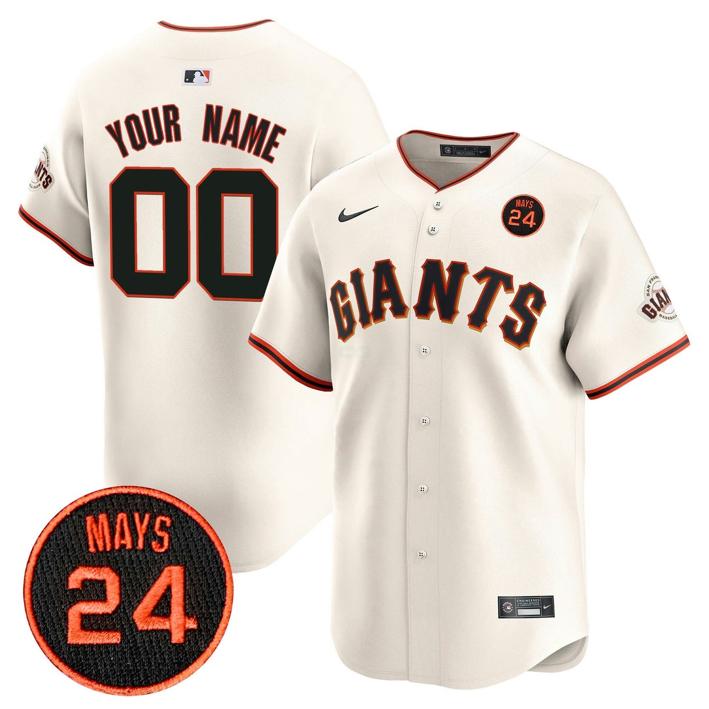 Camisa MLB San Francisco 2024 Willie Mays Patch Vapor Premier Limited Jersey V3
