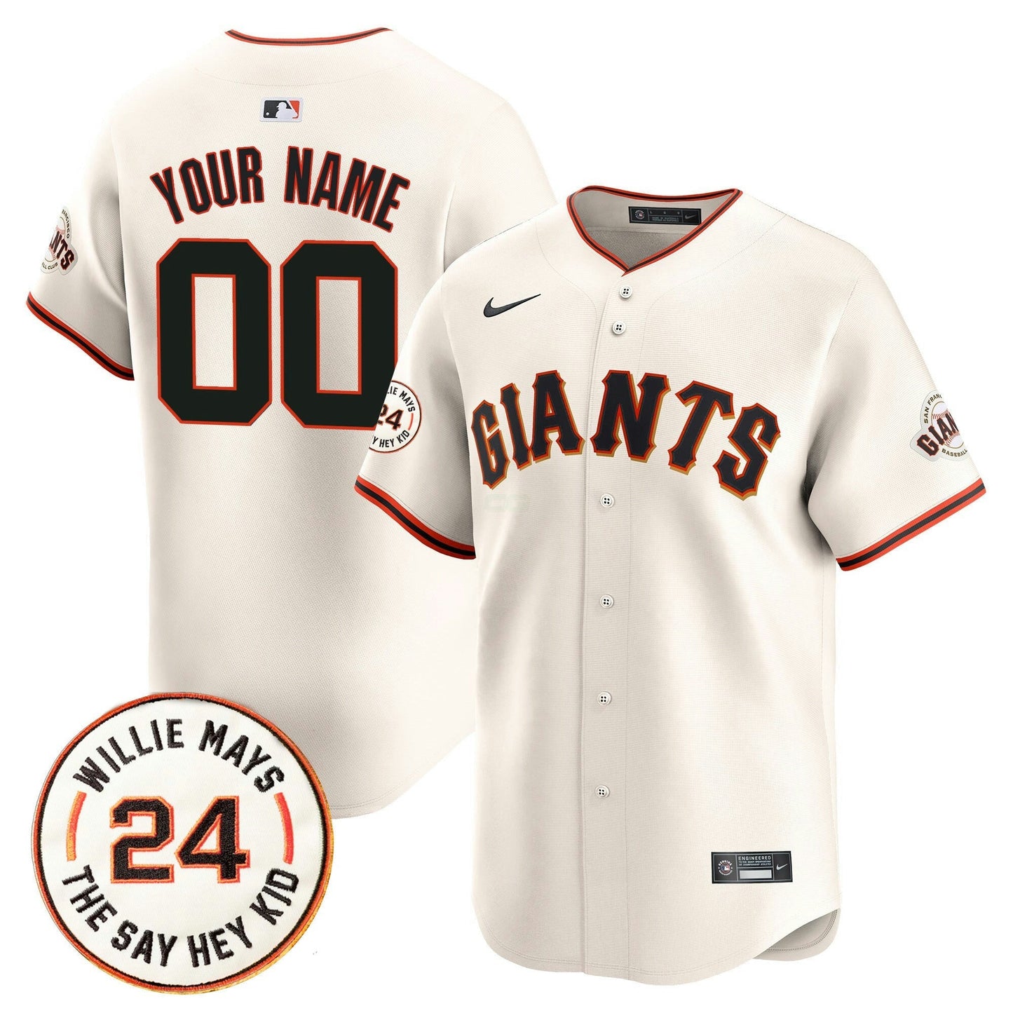 Camisa MLB San Francisco 2025 Willie Mays Patch Vapor Premier Limited Jersey
