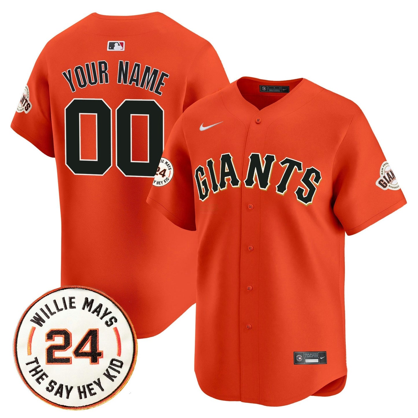 Camisa MLB San Francisco 2025 Willie Mays Patch Vapor Premier Limited Jersey