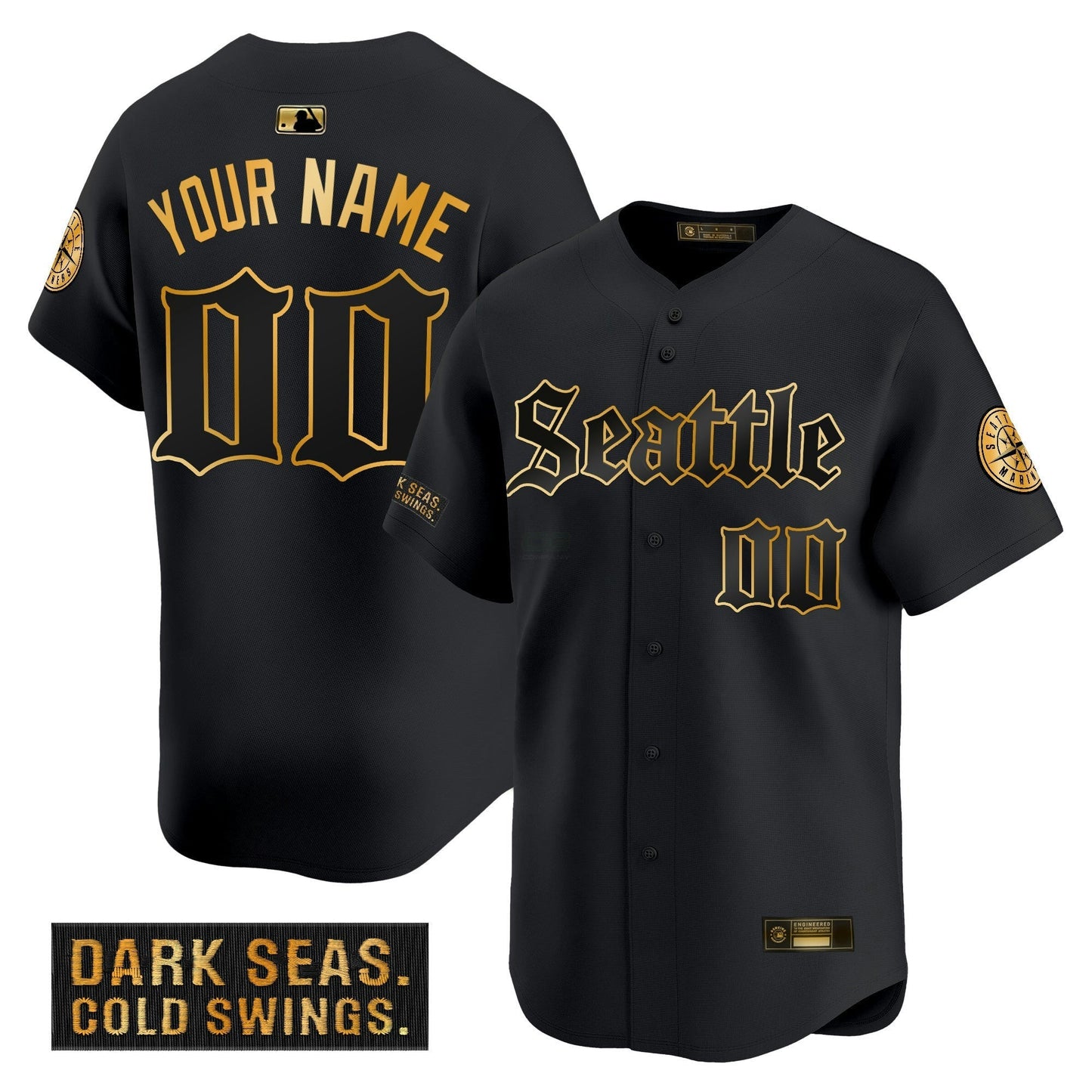 Camisa MLB Seattle ‘Deep Sea Gothic Edition’ Dourada Vapor Premier Limited Jersey