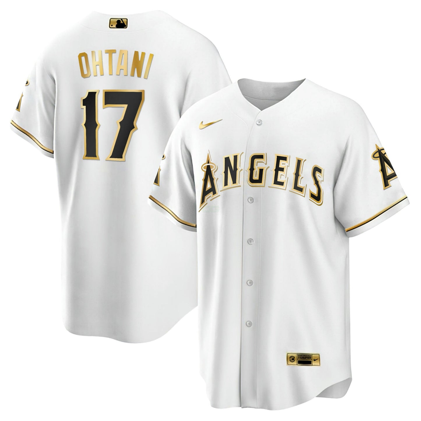 Camisa MLB Shohei Ohtani Los Angeles Branca Dourada & Preta Dourada Jersey