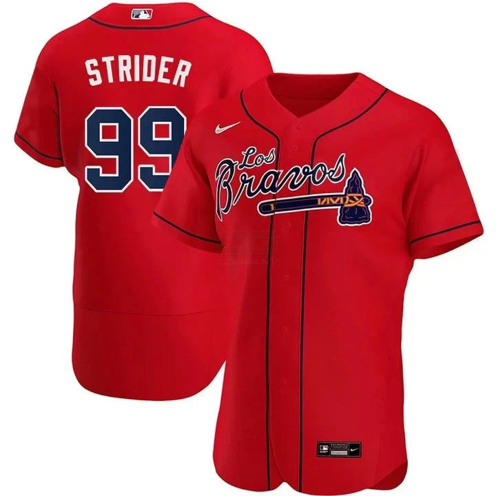 Camisa MLB Spencer Strider Atlanta Los Bravos Red Jersey