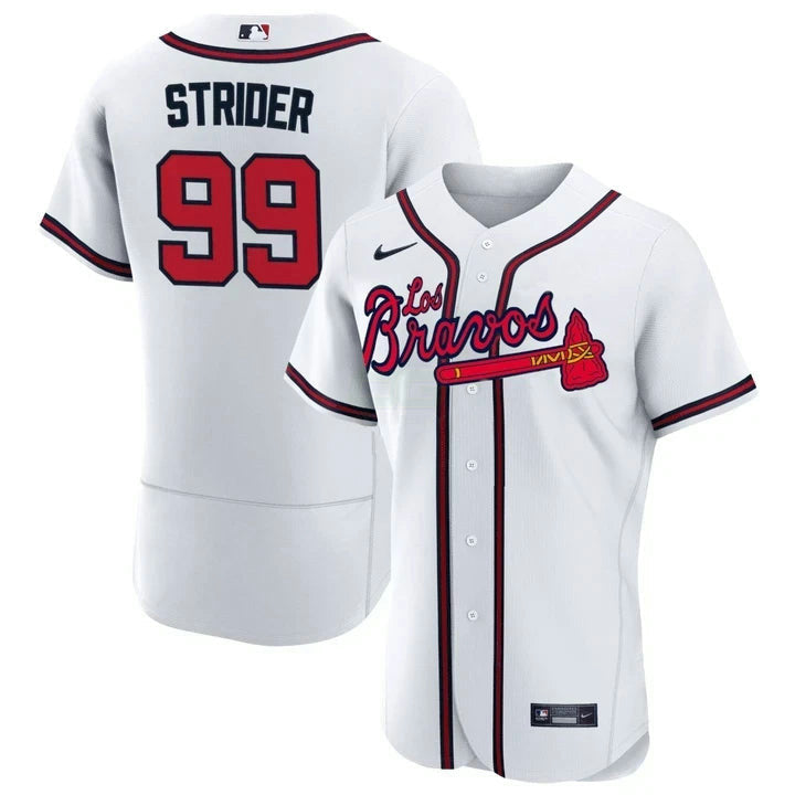 Camisa MLB Spencer Strider Atlanta Los Bravos White Jersey