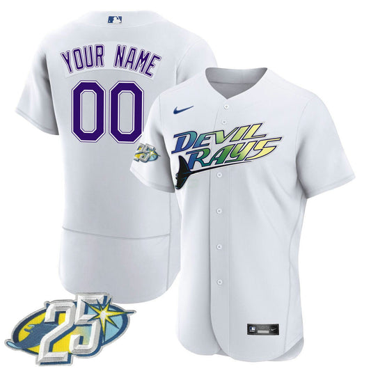 Camisa MLB Tampa Bay 25th Anniversary Patch Jersey - Branca