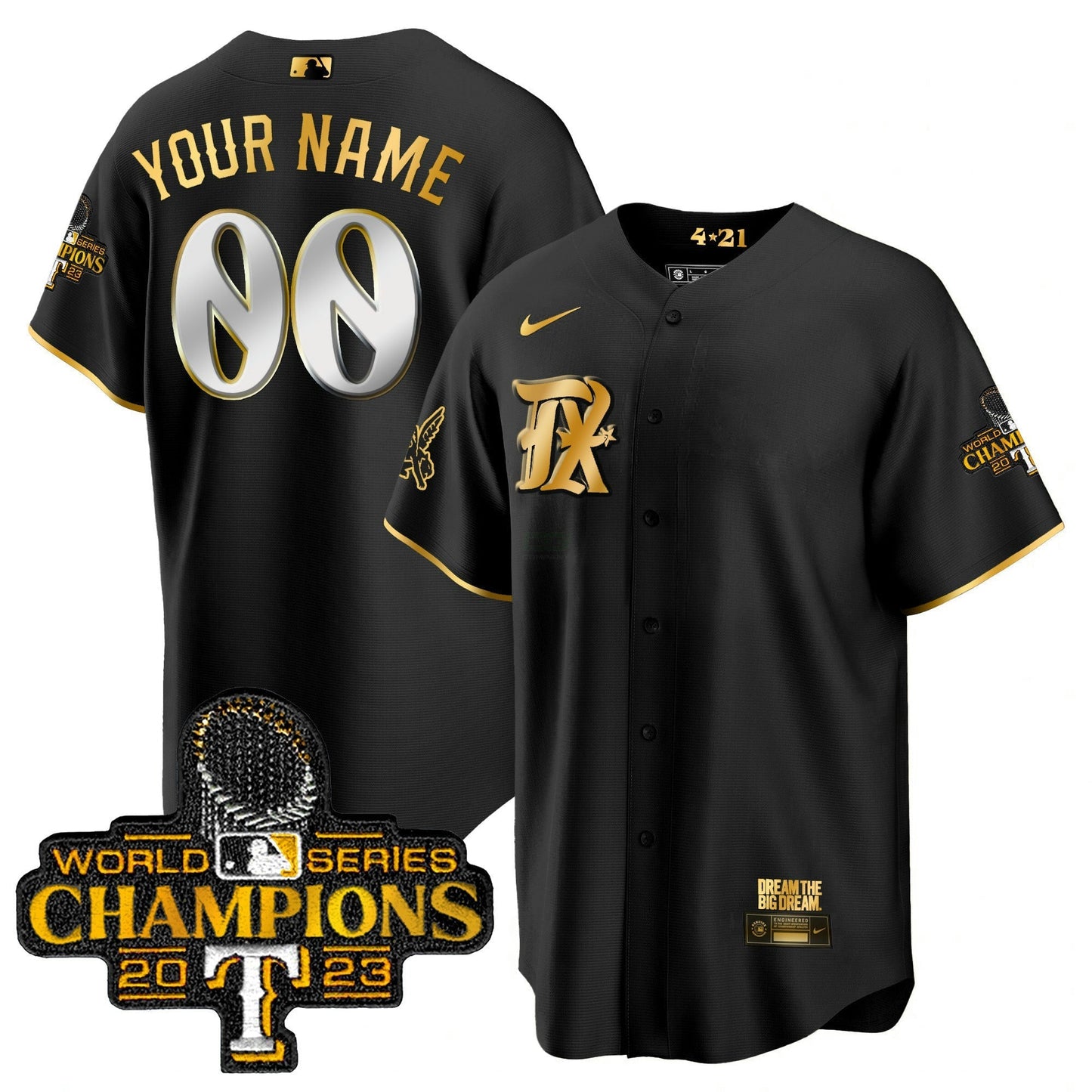 Camisa MLB Texas 2023 World Series Champions City Connect Cool Dourada Jersey V2