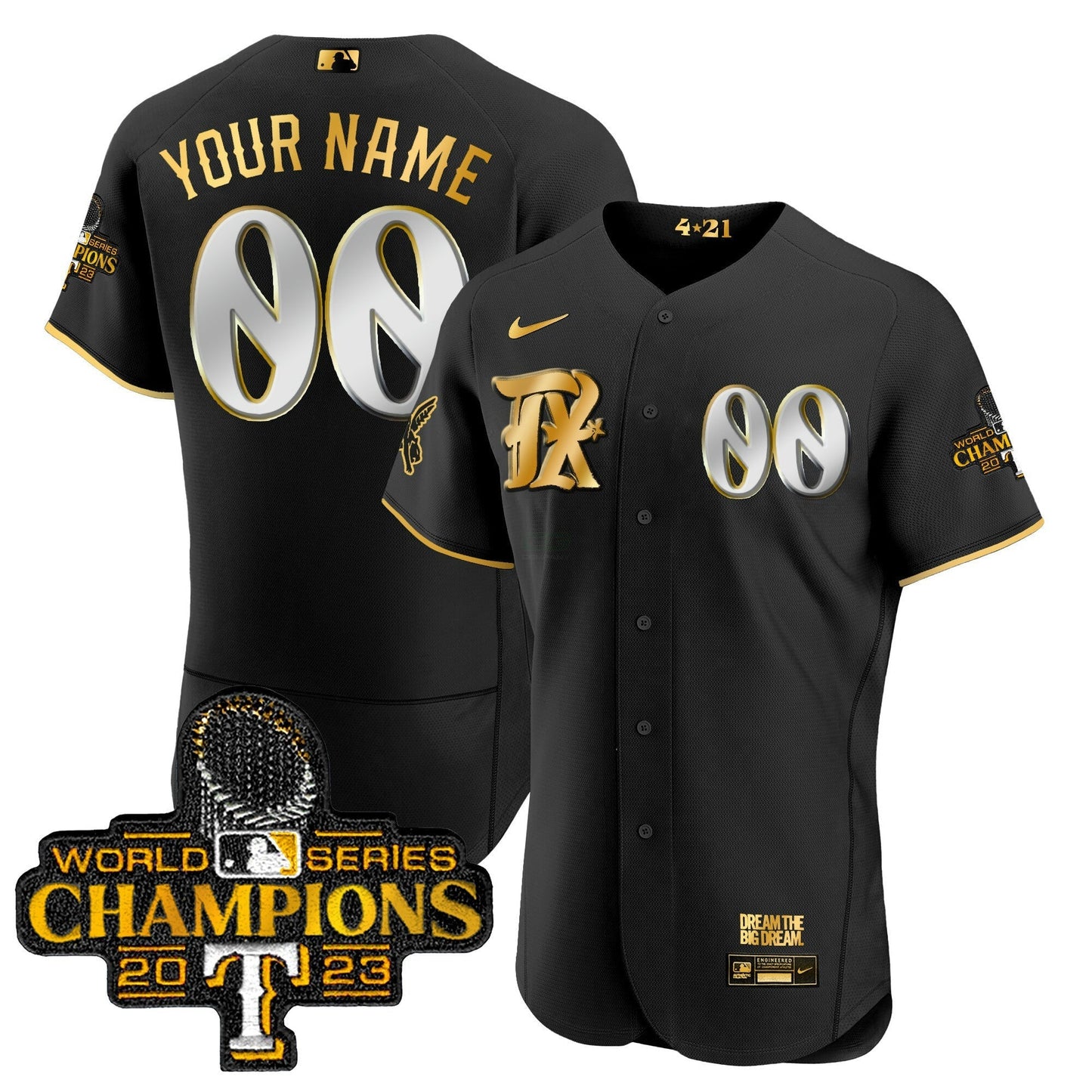 Camisa MLB Texas 2023 World Series Champions City Connect Flex Dourada Jersey
