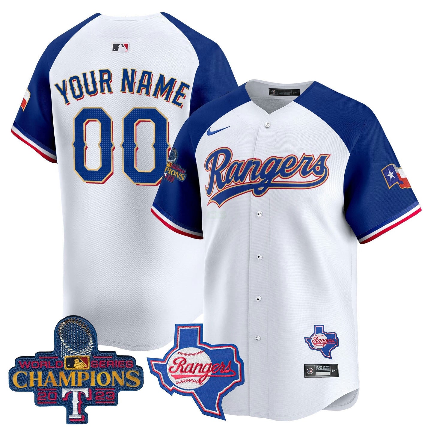 Camisa MLB Texas 2023 World Series Champions Dourada Trim Vapor Premier Limited Jersey V2