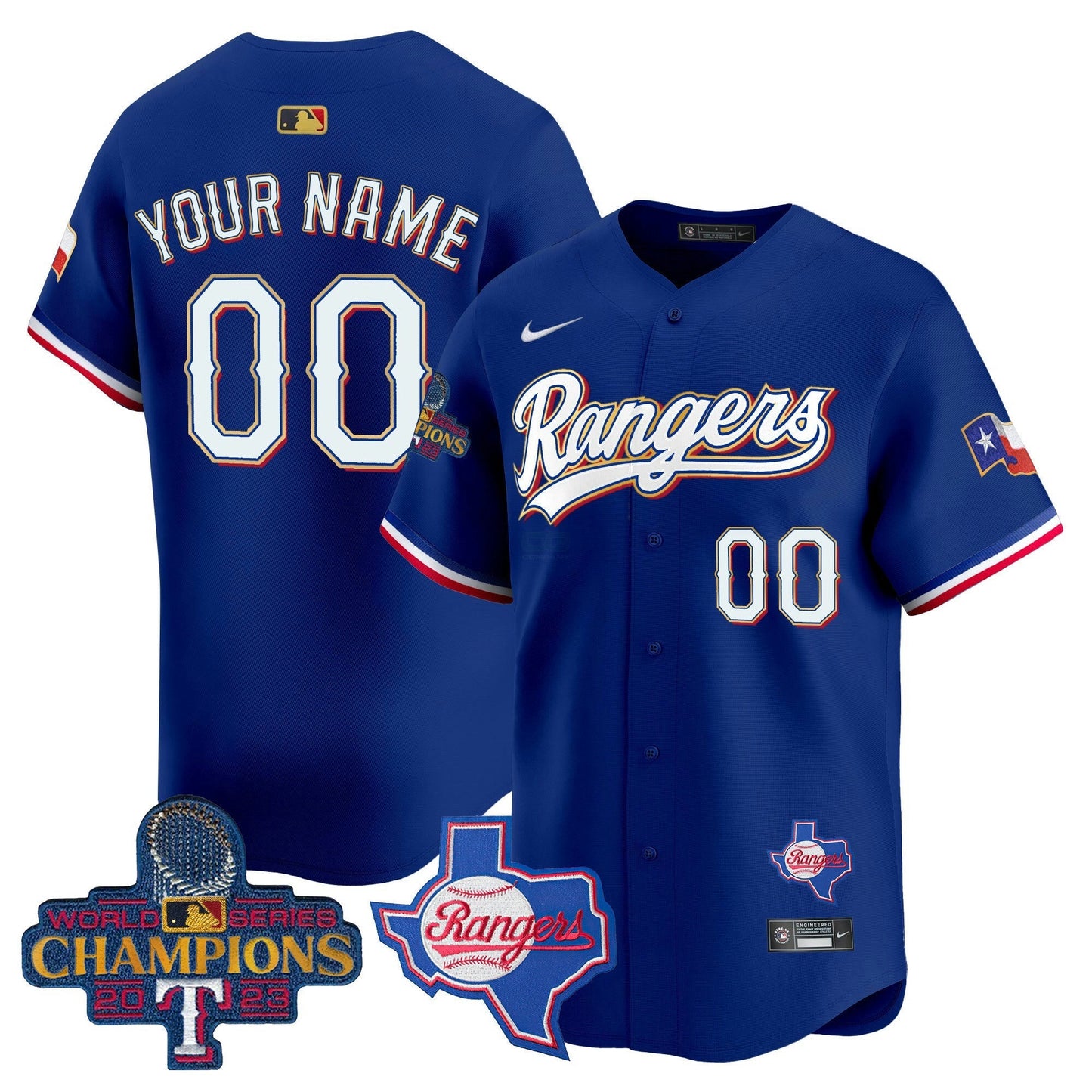 Camisa MLB Texas 2023 World Series Champions Dourada Trim Vapor Premier Limited Jersey V2