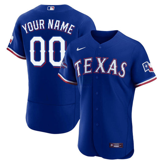 Camisa MLB Texas 2023 World Series Champions Patch Azul Royal Azul Jersey - Azul Royal Azul