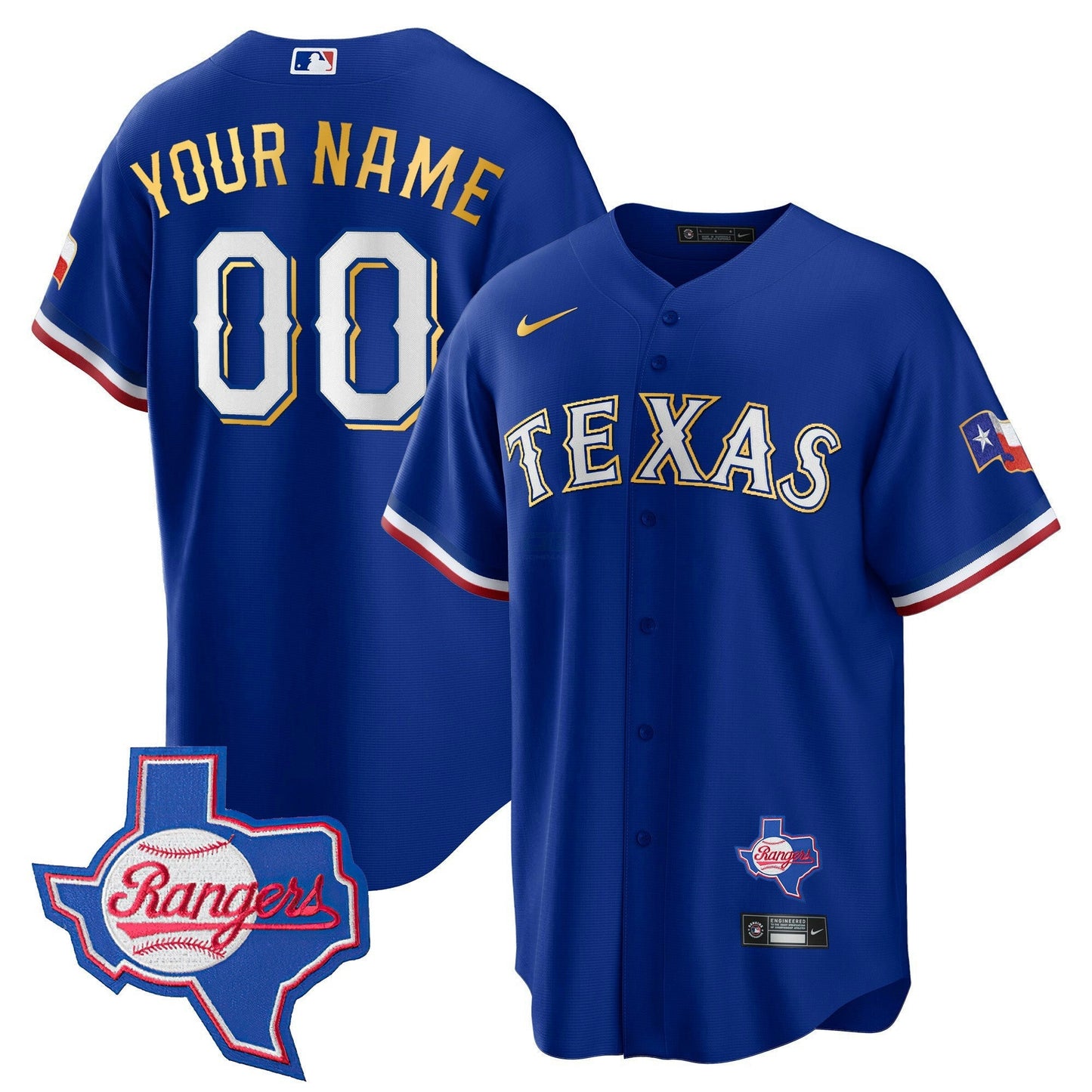 Camisa MLB Texas Gold Trim Cool Base Jersey – Texas Patch