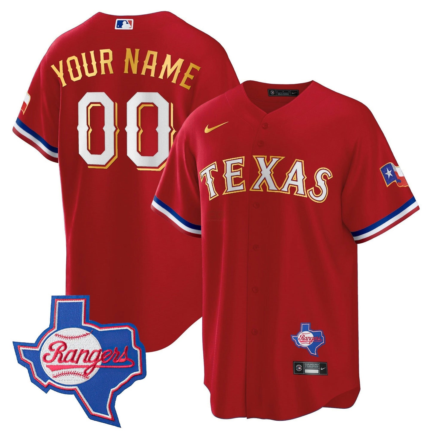 Camisa MLB Texas Gold Trim Cool Base Jersey – Texas Patch