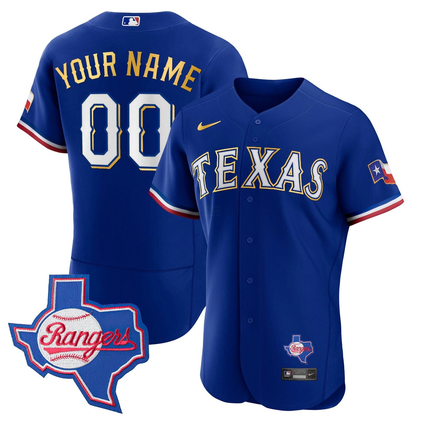 Camisa MLB Texas Gold Trim Flex Base Jersey – Texas Patch