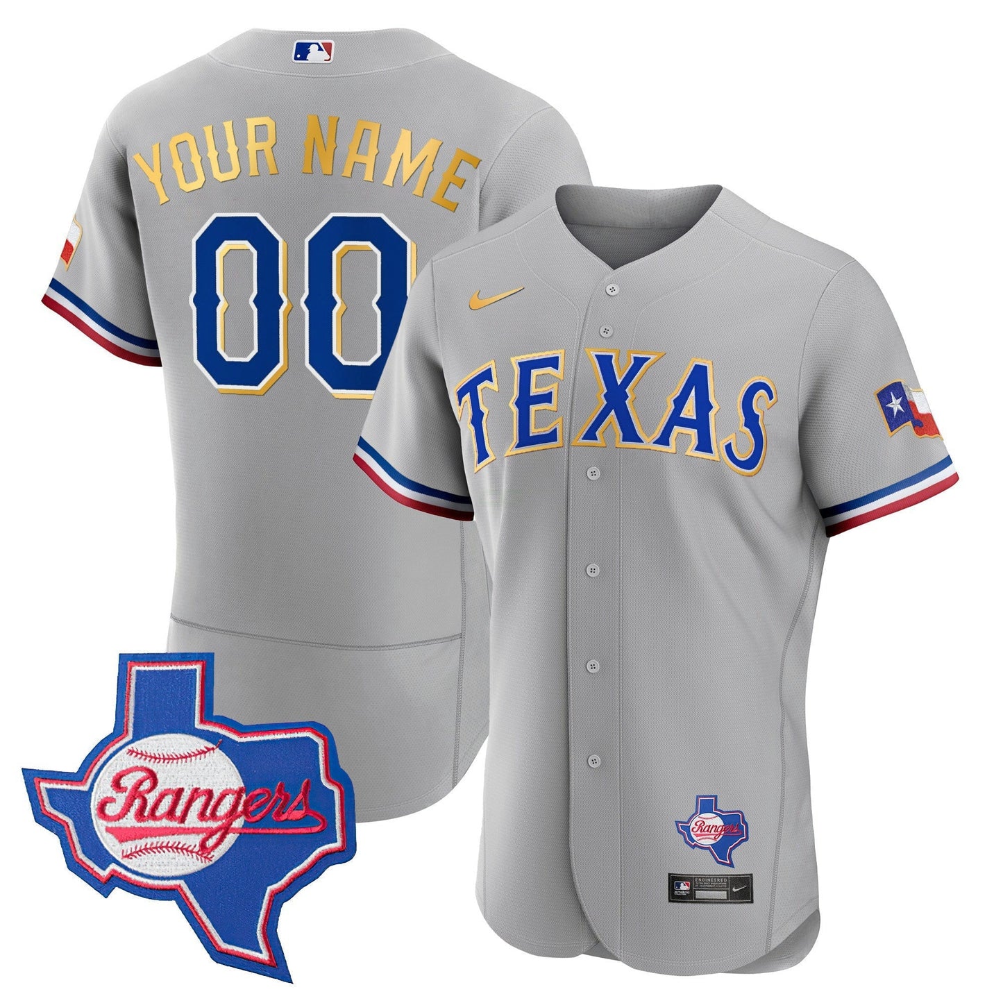 Camisa MLB Texas Gold Trim Flex Base Jersey – Texas Patch