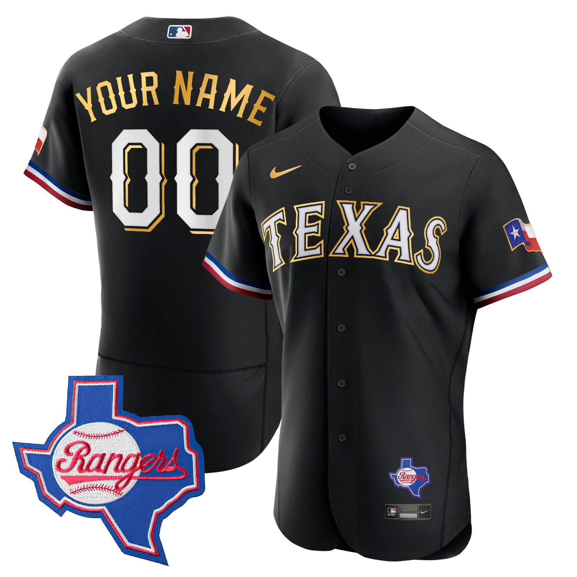 Camisa MLB Texas Gold Trim Flex Base Jersey – Texas Patch