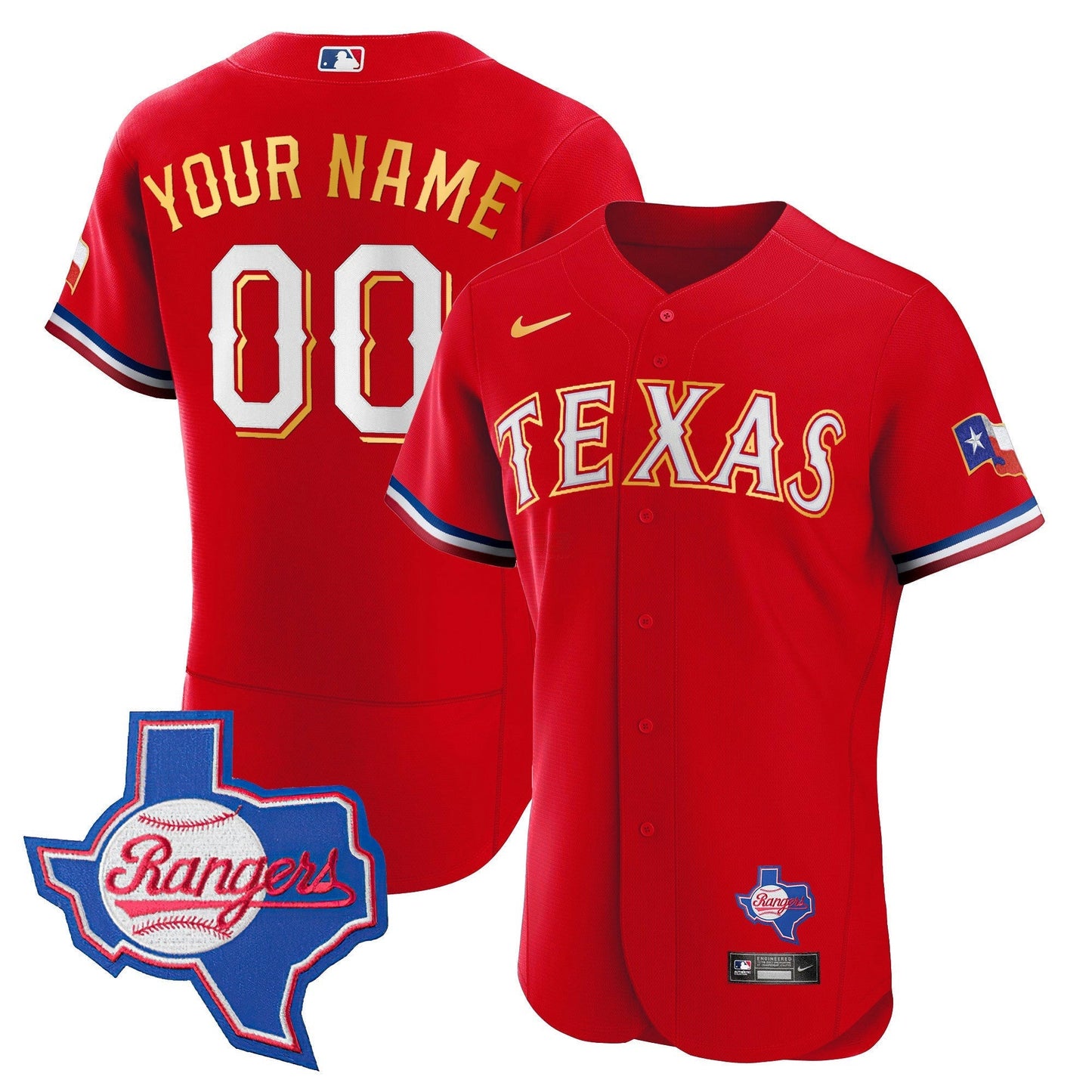 Camisa MLB Texas Gold Trim Flex Base Jersey – Texas Patch