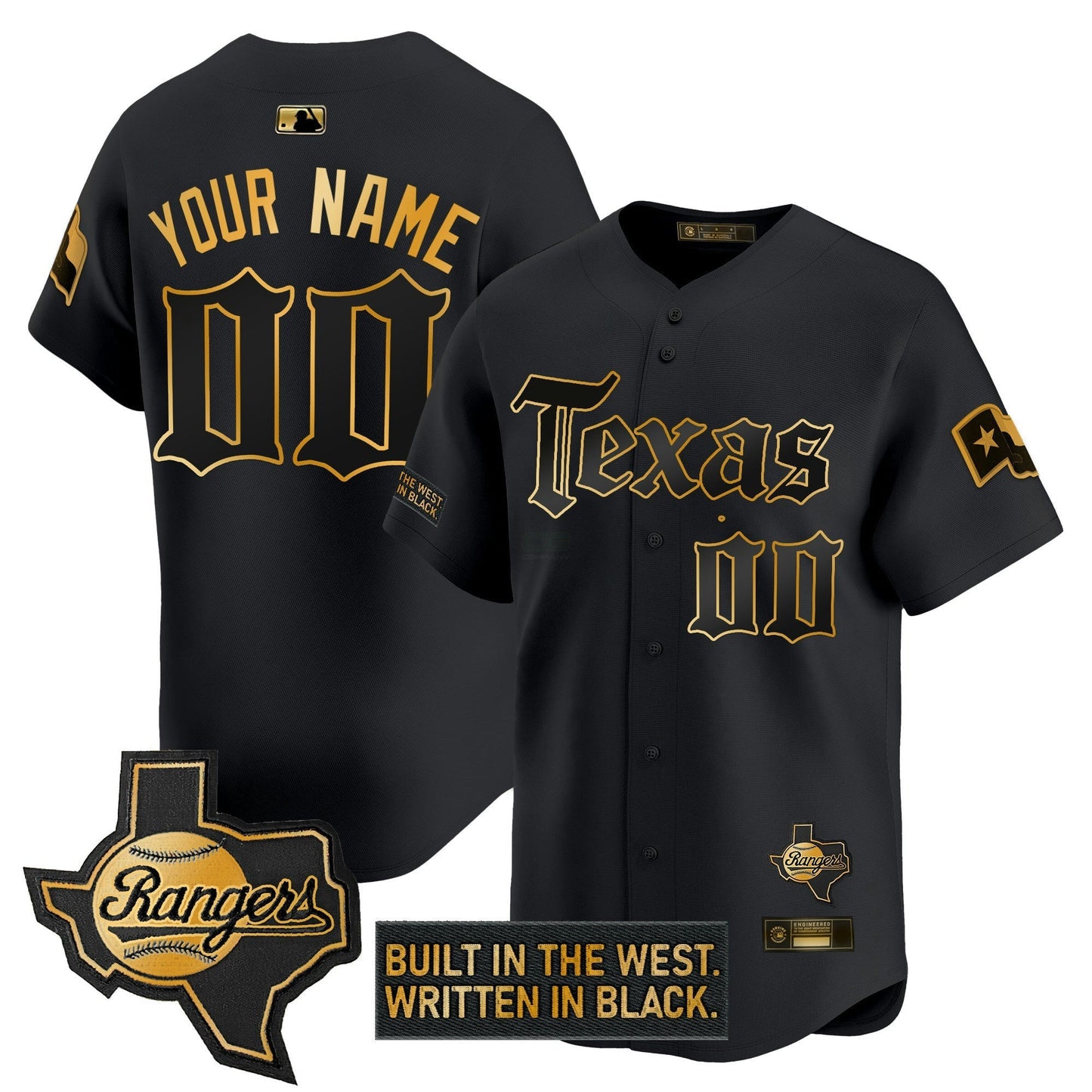 Camisa MLB Texas ‘Gothic Frontier Edition’ Dourada Vapor Premier Limited Jersey