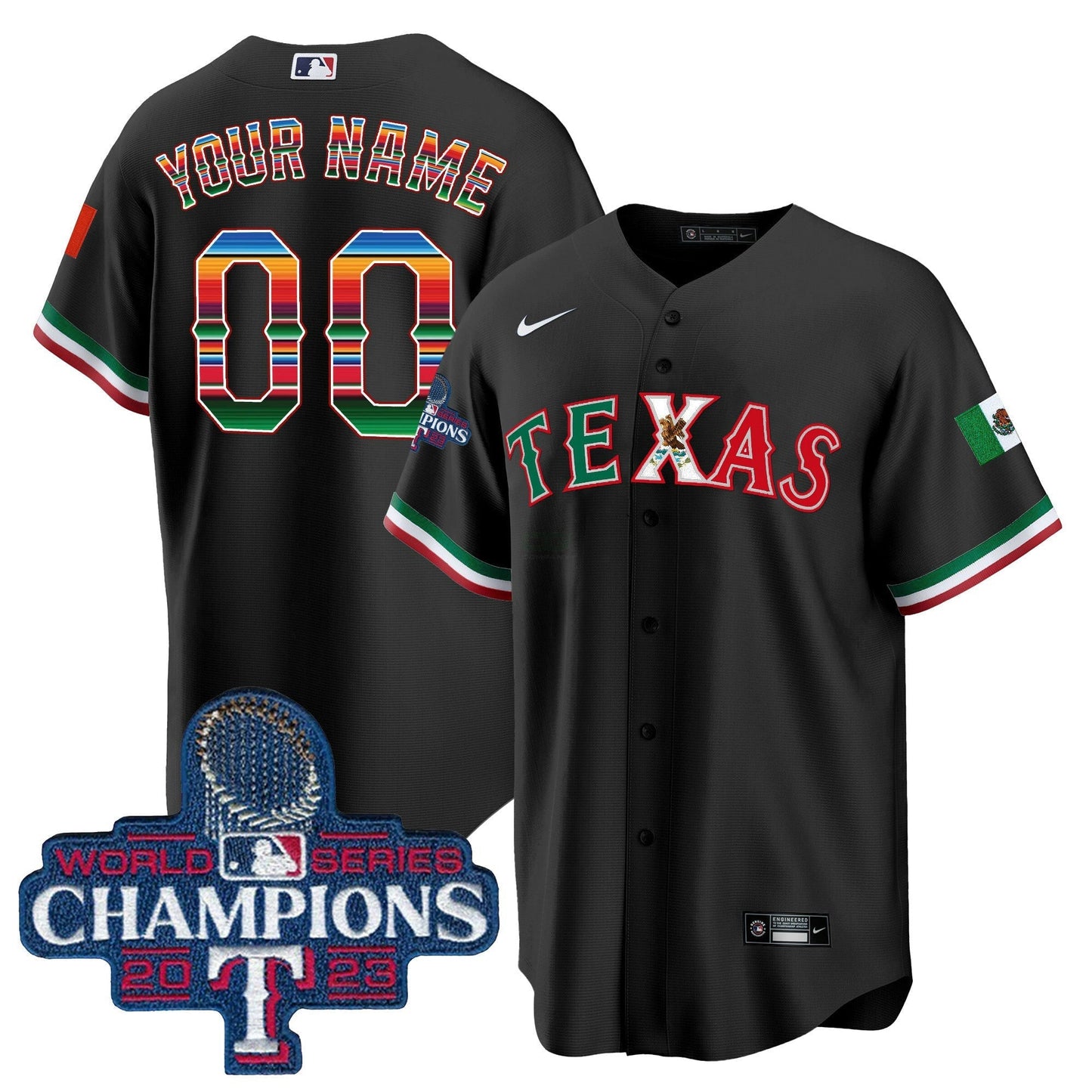Camisa MLB Texas Mexico 2023 World Series Champions Jersey V2