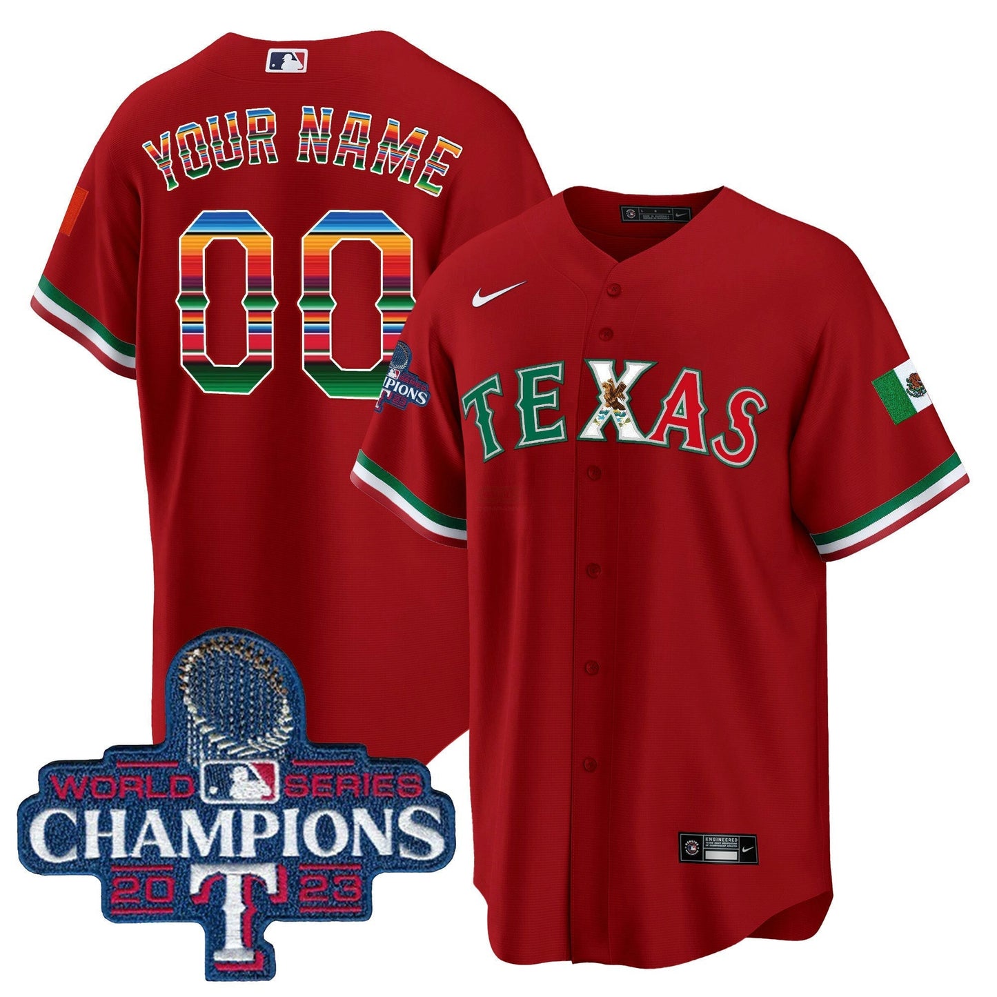 Camisa MLB Texas Mexico 2023 World Series Champions Jersey V2