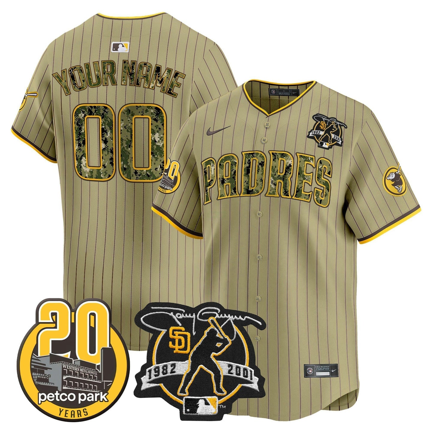 Camisa MLB Tony Gwynn & Petco Park 20th Patch USMC Vapor Premier Limited Jersey V2