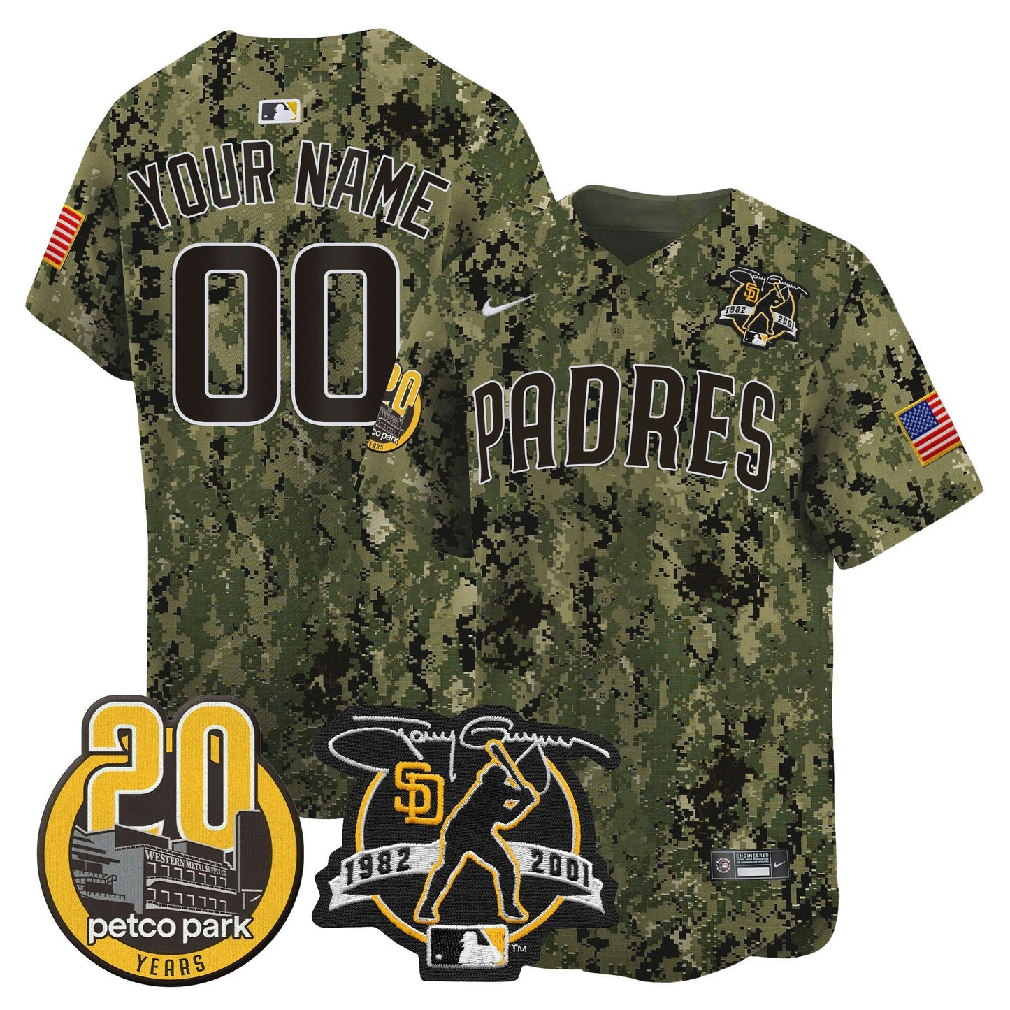 Camisa MLB Tony Gwynn & Petco Park 20th Patch USMC Vapor Premier Limited Jersey V2