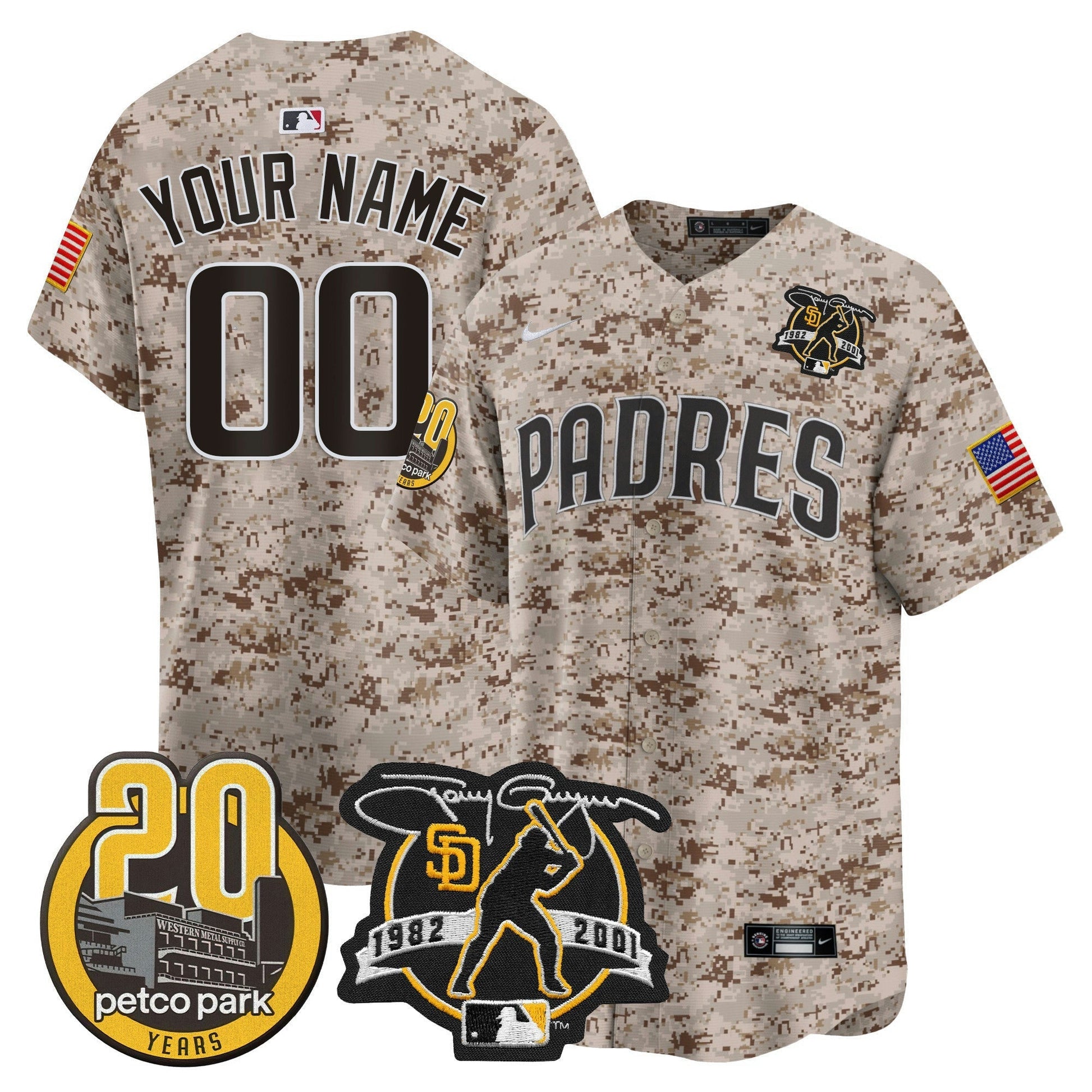 Camisa MLB Tony Gwynn & Petco Park 20th Patch USMC Vapor Premier Limited Jersey