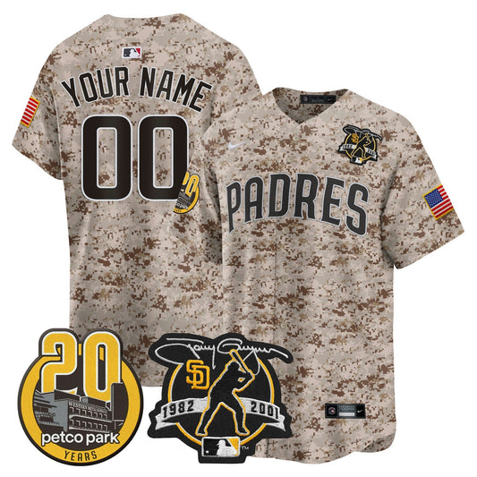 Camisa MLB Tony Gwynn & Petco Park 20th Patch USMC Vapor Premier Limited Jersey