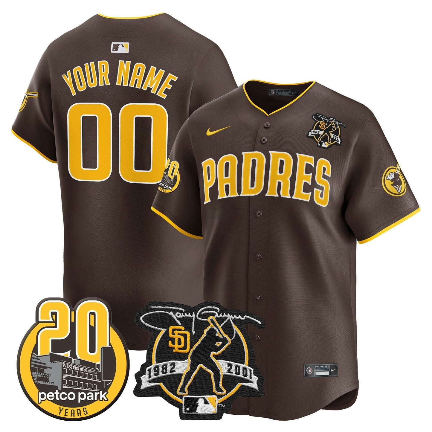 Camisa MLB Tony Gwynn & Petco Park 20th Patch Vapor Premier Limited Jersey