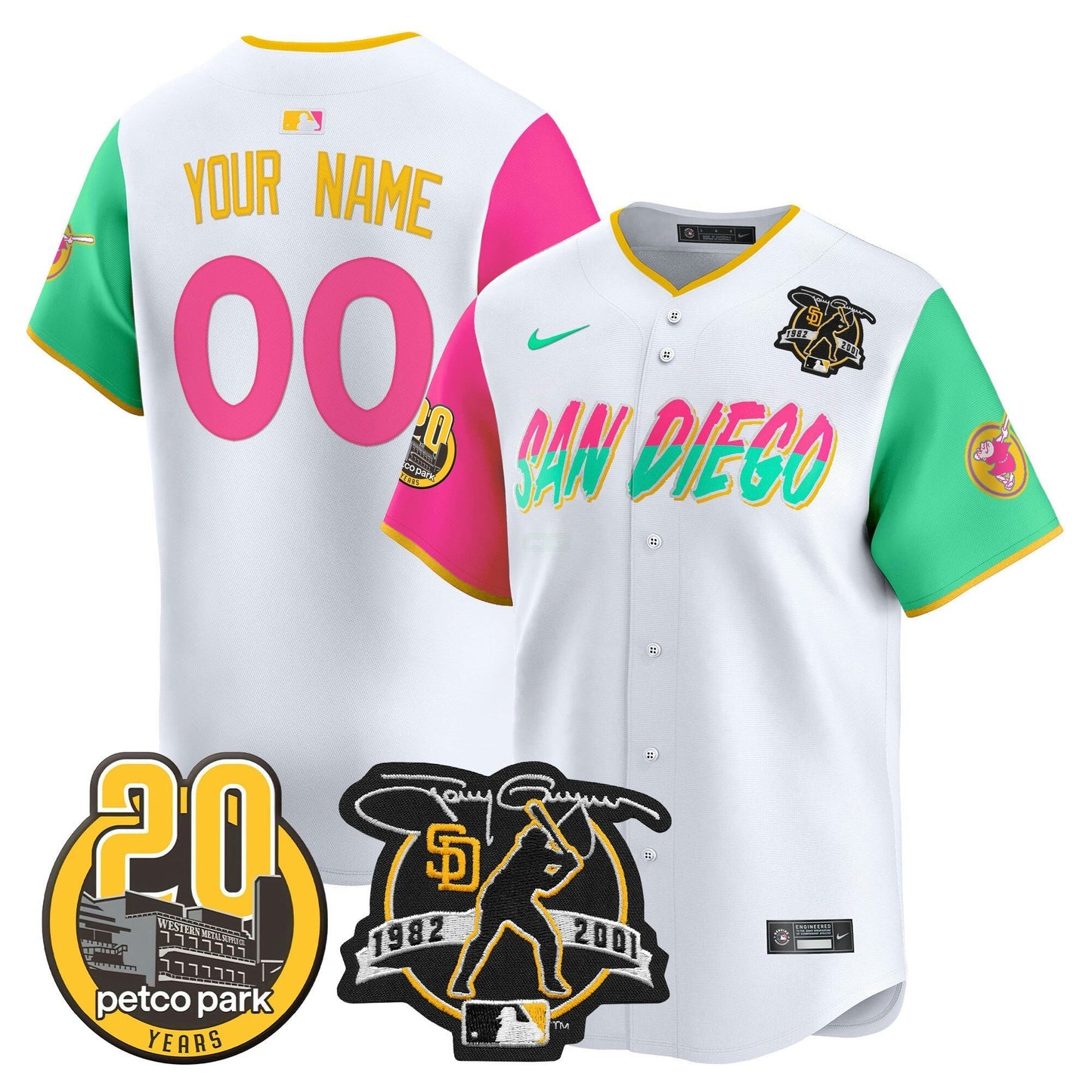 Camisa MLB Tony Gwynn & Petco Park 20th Patch Vapor Premier Limited Jersey