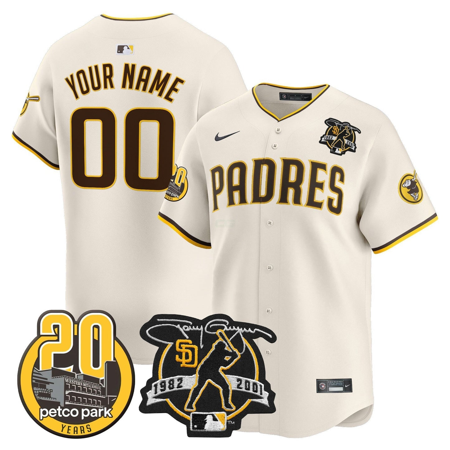 Camisa MLB Tony Gwynn & Petco Park 20th Patch Vapor Premier Limited Jersey