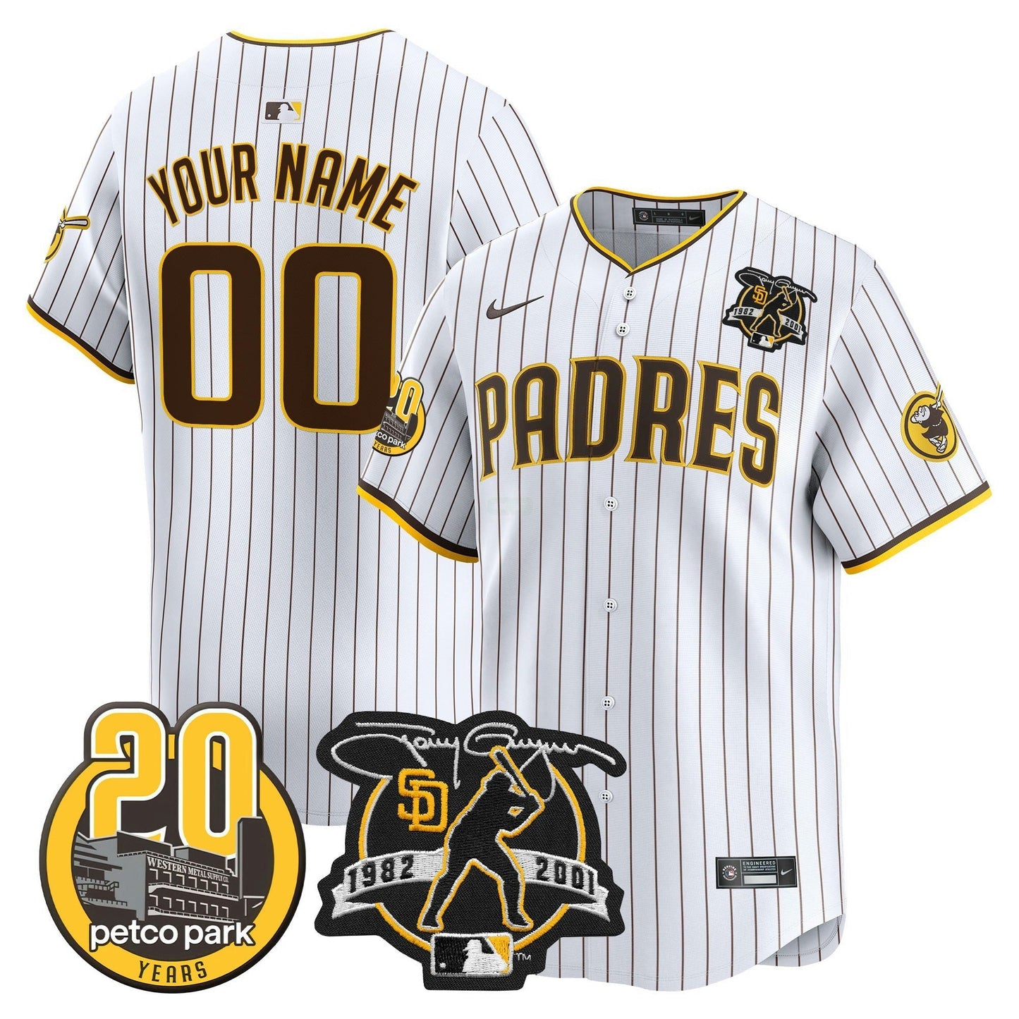 Camisa MLB Tony Gwynn & Petco Park 20th Patch Vapor Premier Limited Jersey