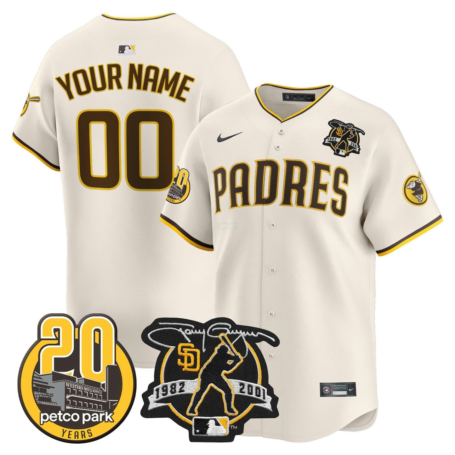 Camisa MLB Tony Gwynn & Petco Park 20th Patch Vapor Premier Limited Jersey V2
