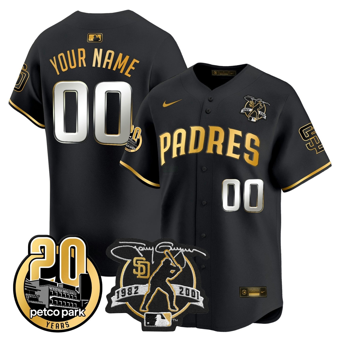 Camisa MLB Tony Gwynn & Petco Park 20th Patch Vapor Premier Limited Jersey