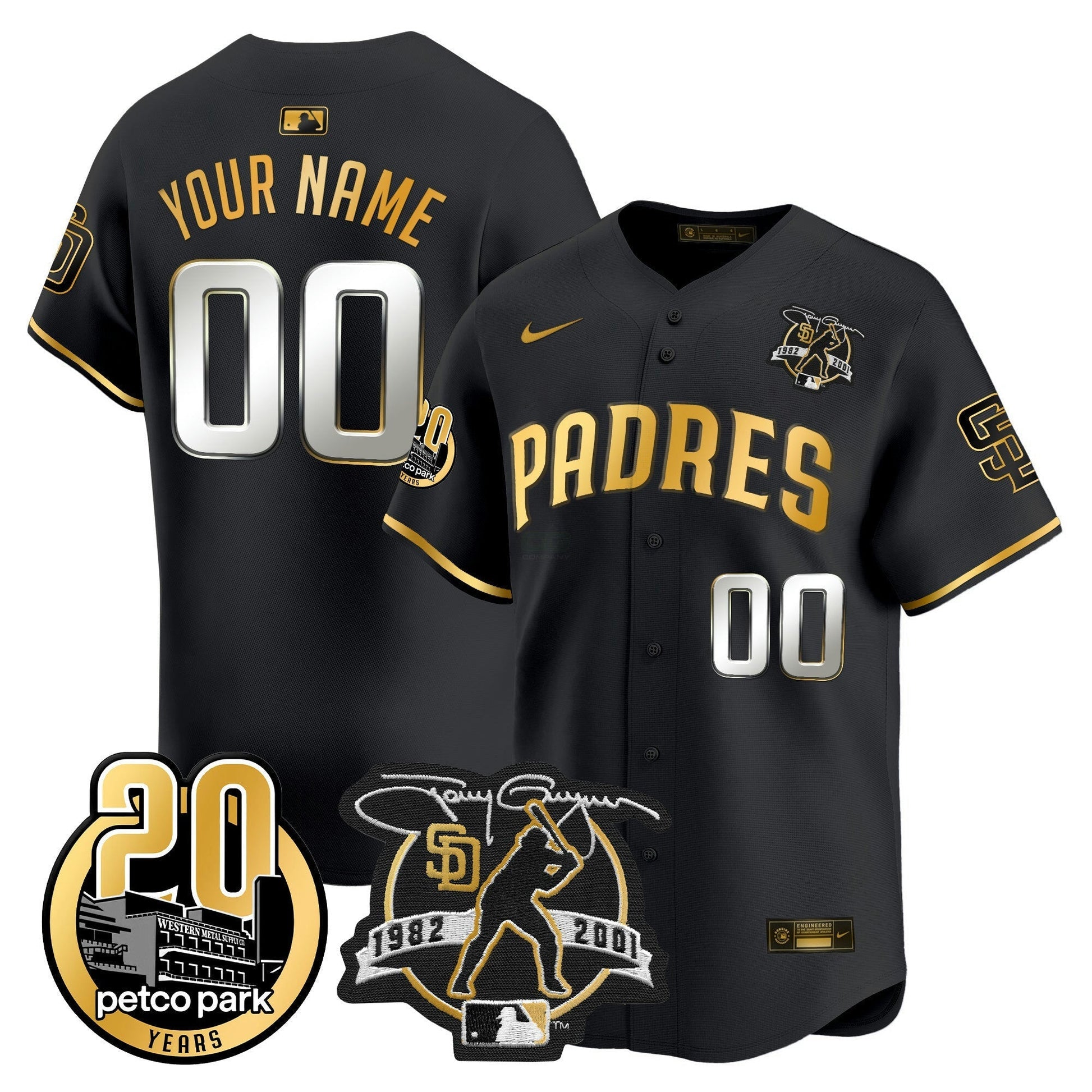 Camisa MLB Tony Gwynn & Petco Park 20th Patch Vapor Premier Limited Jersey