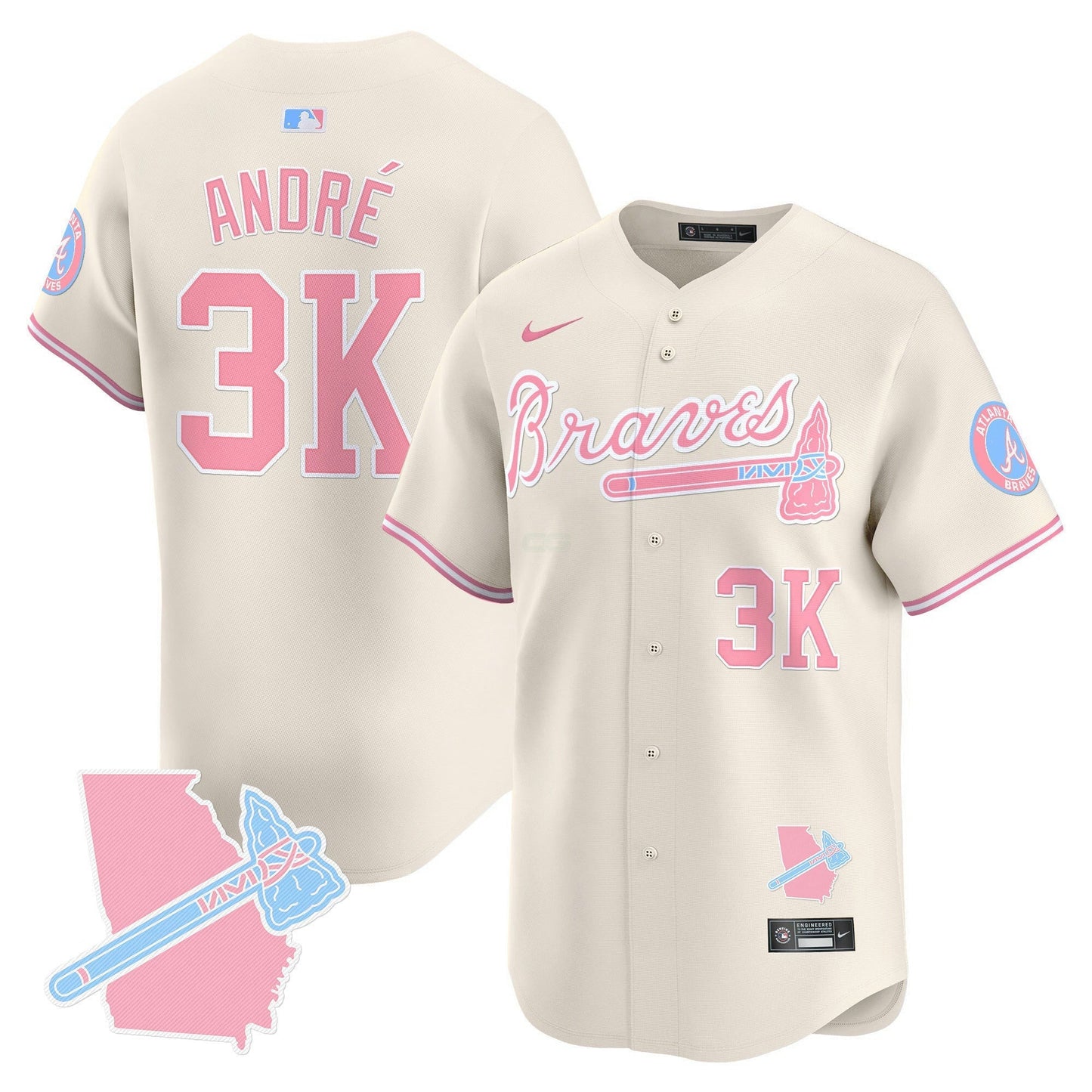 Camisa MLB Unisex Atlanta Bubblegum Pink Vapor Premier Limited Jersey