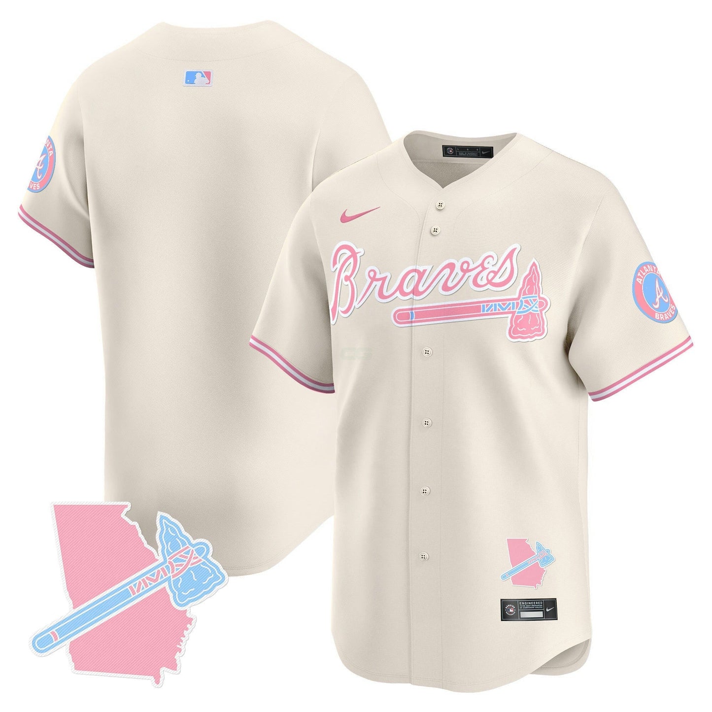Camisa MLB Unisex Atlanta Bubblegum Pink Vapor Premier Limited Jersey